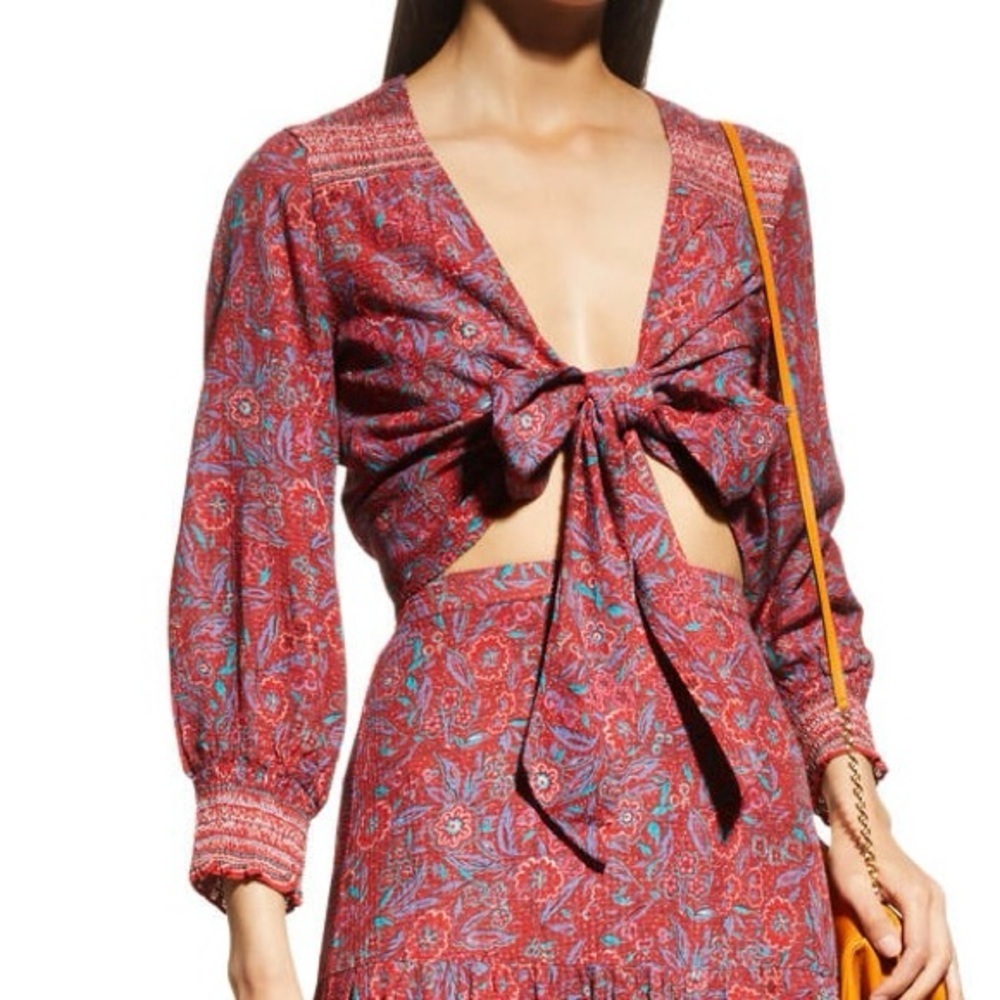Veronica Beard Sarah Top in Spicy Red Multi